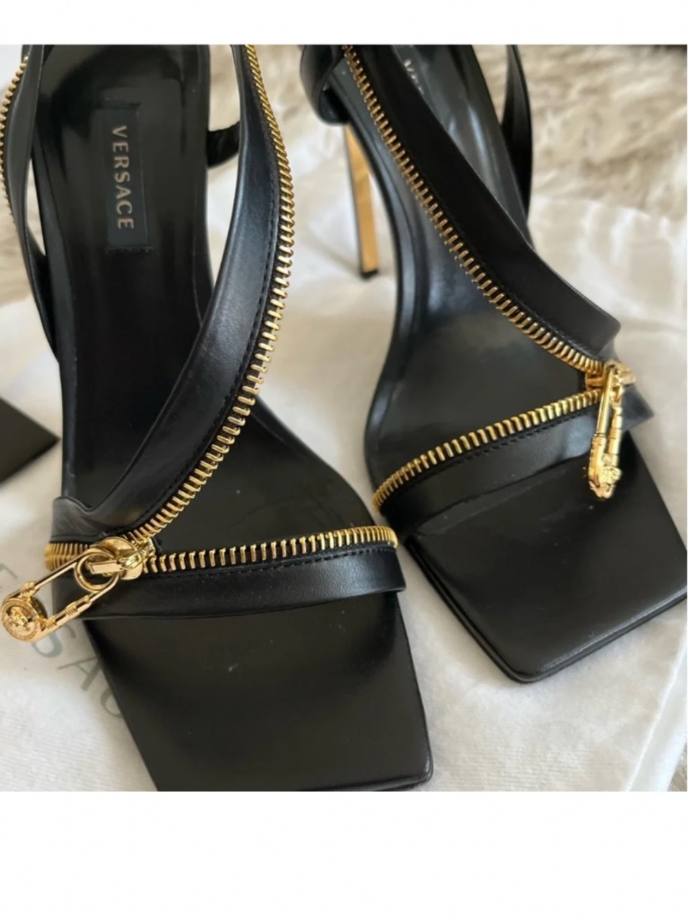 Authentic VERSACE Safety Pin Zipper Heels - Picture 4 of 7